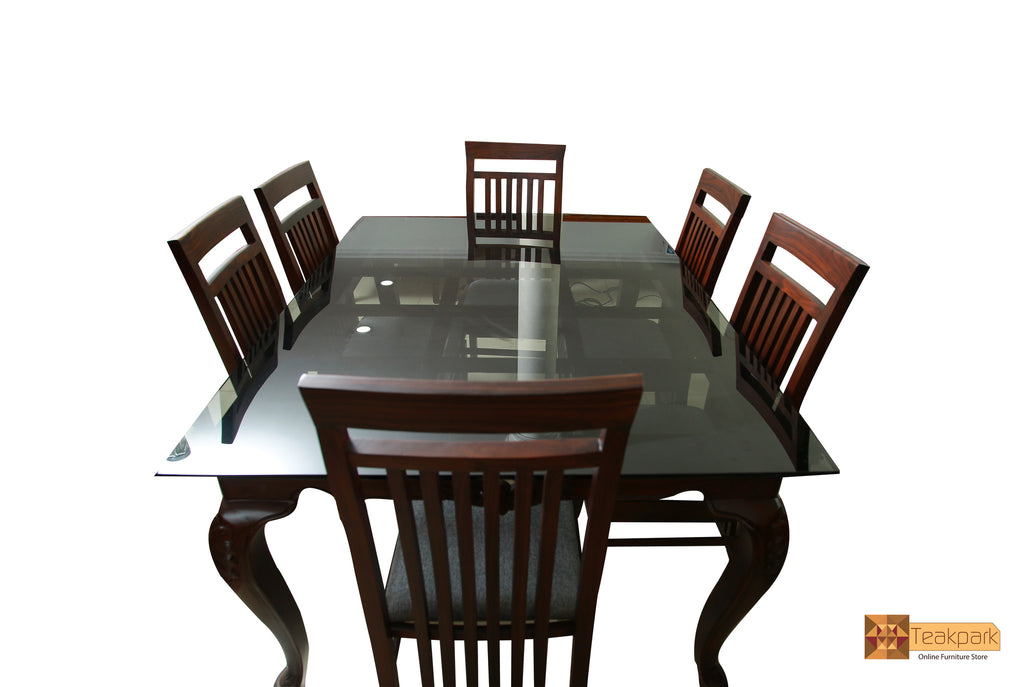 Volga Solid Rosewood Dining Set Glass Top Table with Chairs