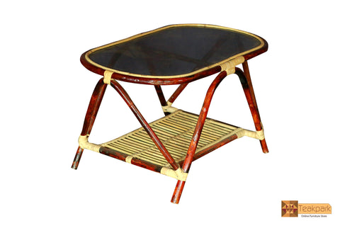 Zulu Cane Teapoy with Glass Top