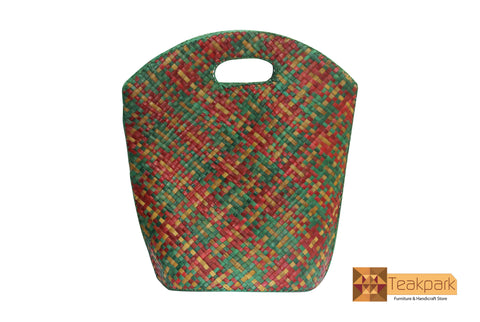 Pallas Woven Natural Screwpine Leaf Shopper Bag - Design 1-Organic and Eco friendly