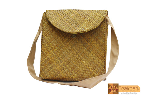 Hygeia Woven Natural Screwpine Leaf Laptop Bag-Design 1-Organic and Eco friendly