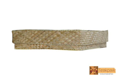 Thisbe Woven Natural Screwpine Leaf Square Tray with Lid-Organic and Eco friendly