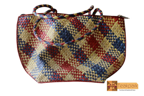 Fortuna Woven Natural Screwpine Leaf Ladies Shoulder Bag-Design 1-Organic and Eco freindly