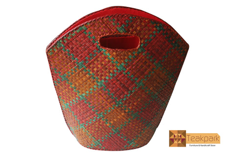 Pallas Woven Natural Screwpine Leaf Shopper Bag - Design 5-Organic and Eco Friendly