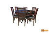 Amazon Solid Round Rosewood Dining Set - Glass Table Top with 6 Chairs