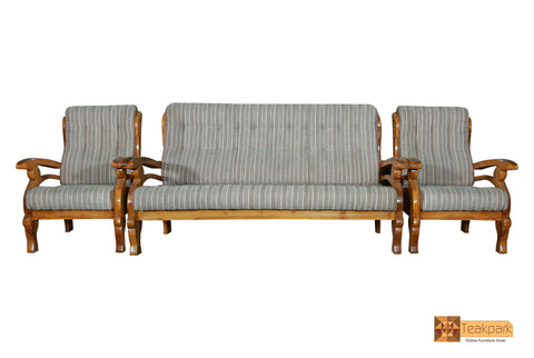 Leeds Solid Teak Wood Sofa Set - (3+1+1) 5 Seater