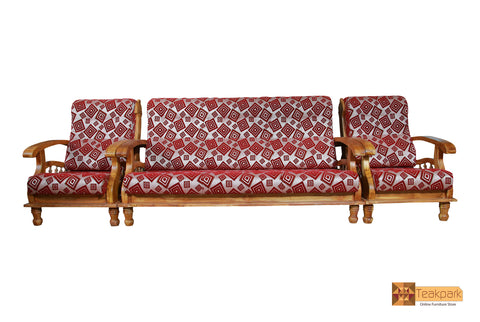 Lucknow Solid Teak Wood Sofa Set - (3+1+1)5 Seater