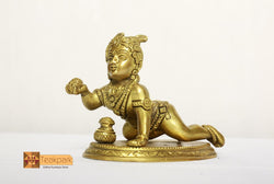 Brass Krishna With Butter Sculpture- BS010 (10*13*8 in cm)