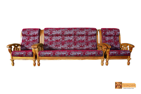 Sydney Solid Teak Wood Sofa Set - (3+1+1) 5 Seater
