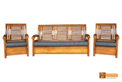 Sharja Solid Teak Wood Sofa Set - (3+1+1) 5 Seater