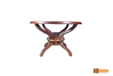 Amazon Round Solid Rosewood Dining Set - Glass Top Table with 4 Chairs