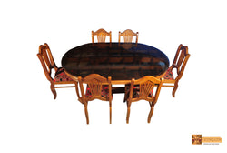 Nila Oval Teak Wood Dining Set - 6 Seater