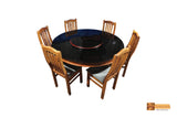 Yamuna Round Teak Wood Dining Set - 6 Seater