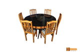 Yamuna Round Teak Wood Dining Set - 6 Seater