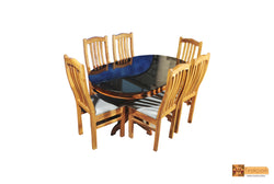 Padma Oval Teak Wood Dining Set - 6 Seater