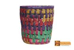 Pales Woven Natural Screwpine Leaf Round Office Bin-Organic and Eco friendly