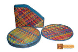 Sirona Woven Natural Screwpine Leaf Dining Coaster-9 inch(Set of 6)- Design 1-Organic and Eco friendly