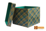 Leto Woven Natural Screwpine Leaf Box with Lid-Design 1-Organic and Eco friendly