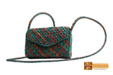 Irene Woven Natural Screwpine Leaf Girls Mobile Bag with Long Strap-Design 1-Organic and Eco friendly