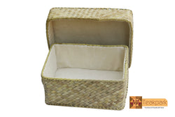 Sappho Woven Natural Screwpine Leaf Utility Box-Organic and Eco friendly