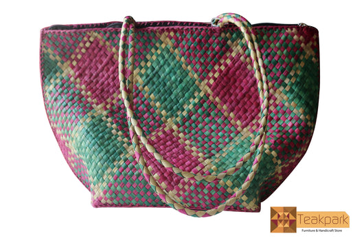 Fortuna Woven Natural Screwpine Leaf Ladies Shoulder Bag-Design 4-Organic and Eco freindly