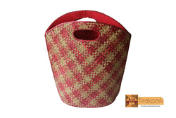 Pallas Woven Natural Screwpine Leaf Shopper Bag - Design 6-Organic and Eco Friendly