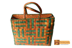 Hebe Woven Natural Screwpine Leaf Shopper Bag with Zip-Design 1-Organic and Eco friendly