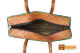 Hebe Woven Natural Screwpine Leaf Shopper Bag with Zip-Design 1-Organic and Eco friendly