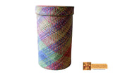Doris Woven Natural Screwpine Leaf Round Laundry Basket with Lid-Design 1