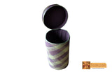 Doris Woven Natural Screwpine Leaf Round Laundry Basket with Lid-Design 2