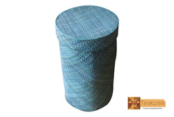 Doris Woven Natural Screwpine Leaf Round Laundry Basket with Lid-Design 4