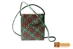 Egeria Woven Natural Screwpine Leaf Girls Bag with Long Strap-Design 3-Organic and Eco freindly