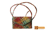 Irene Woven Natural Screwpine Leaf Girls Mobile Bag with Long Strap-Design 4-Organic and Eco friendly