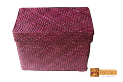 Maja Woven Natural Screwpine Leaf Box with Lid-Design 2-Organic and Eco friendly