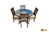Amazon Round Solid Rosewood Dining Set - Glass Top Table with 4 Chairs