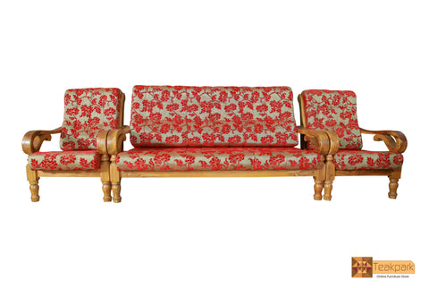 Manila Solid Teak Wood Sofa Set - (3+1+1) 5 Seater