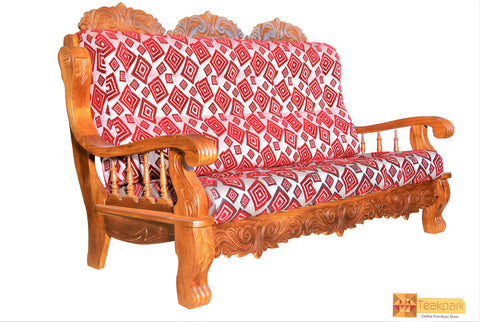 Jaipur Solid Teak Wood 3 Seater Sofa