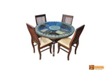 Amazon Round Solid Rosewood Dining Set - Glass Top Table with 4 Chairs
