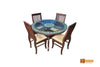 Amazon Round Solid Rosewood Dining Set - Glass Top Table with 4 Chairs