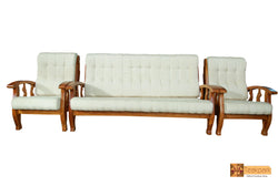 Doha Solid Teak Wood Sofa Set - (3+1+1) 5 Seater