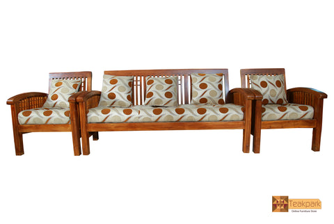 Dallas Solid Teak Wood Sofa Set - (3+1+1) 5 Seater